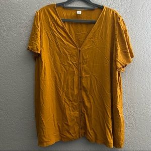 Mustard V-neck button down
